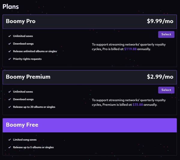 boomy ai generated music paid plans